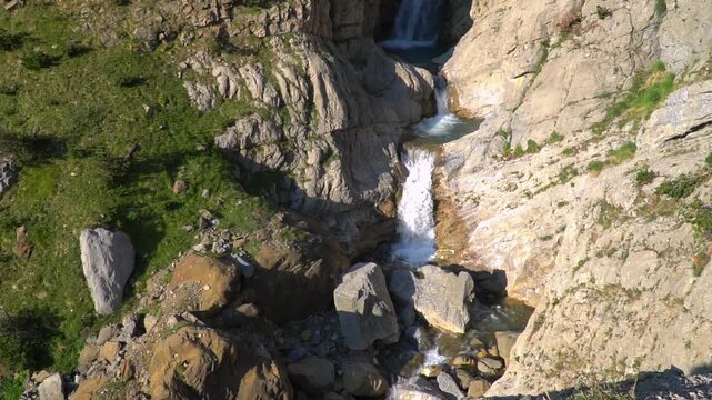 Slow motion, a cascade on the river in Pyrenees