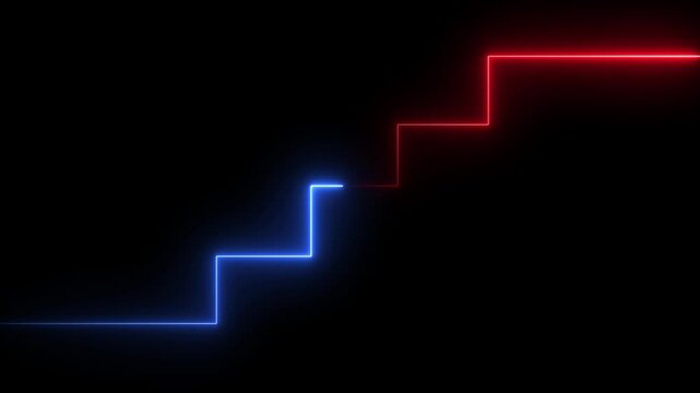 stairs icon sign icon animation on Glowing neon business graph chart concept market signs in neon lights Glowing neon line.
