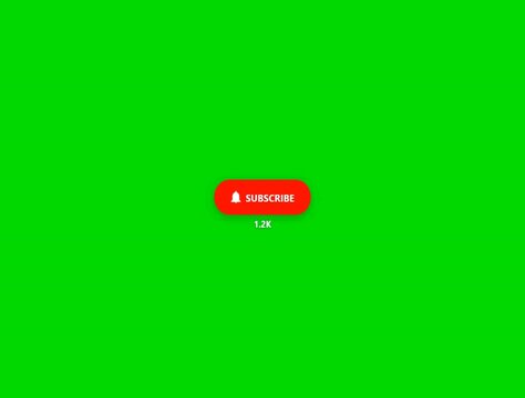 Red subscribe button with notification bell icon and subscriber count displayed on solid green screen chroma key.