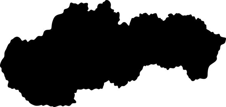 Solid black silhouette of the Slovak Republic geographical borders. Minimalist flat design isolated on white. Ideal for travel and educational presentations.