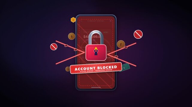 Secure digital e-wallet mobile application interface with locked padlock icon for financial data protection technology