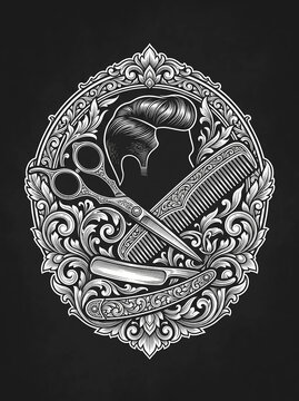 Vintage Barbershop Emblem.