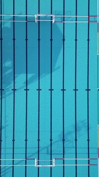 Top Down Aerial View of Water Polo Pool with Goals and Official Field Markings