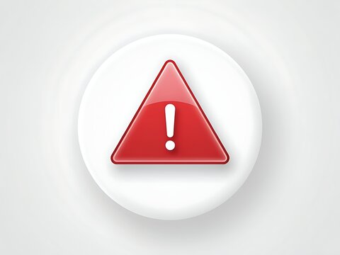 Red warning triangle exclamation mark symbol on white circular background