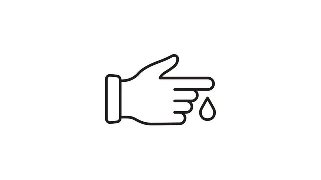 Hand With Blood Drop Animated Icon With Alpha Channel. Diabetes Testing, Blood Sugar Monitoring, And Health Check Motion Graphic. Medical And Healthcare. On Transparent Background
