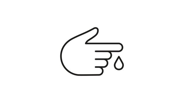Hand With Blood Drop Animated Icon With Alpha Channel. Diabetes Monitoring, Blood Sugar Testing, And Health Check Motion Graphic. Medical And Healthcare. On Transparent Background