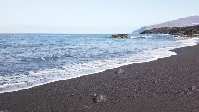 Playa El Charcon Waves on Volcanic Black Sand La Palma Canary Islands