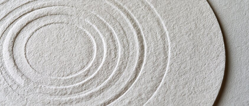 White textured paper background with embossed concentric circle pattern