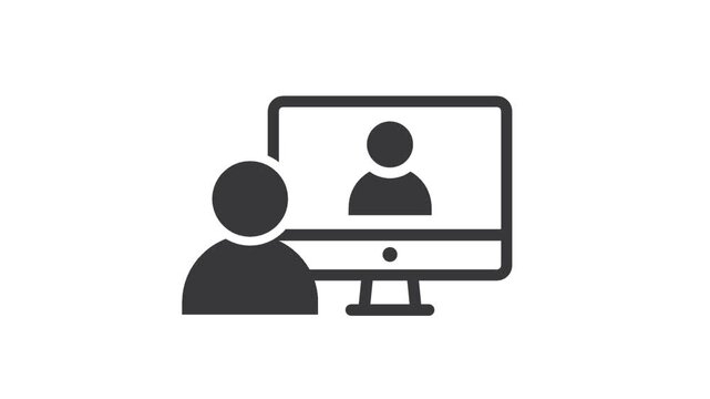 Distance, online learning in computer, vector icon, video.