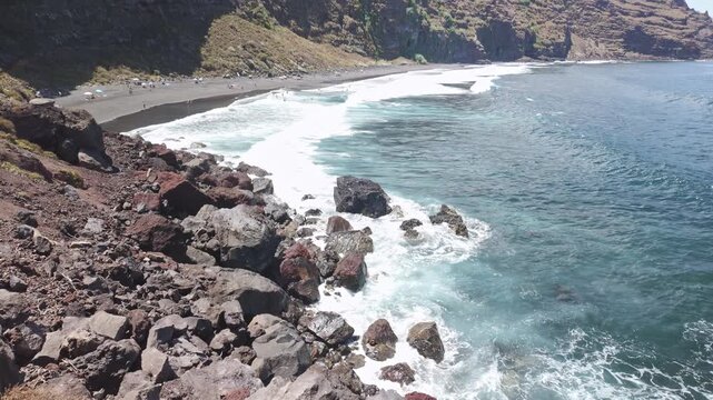 Volcanic Shoreline and Waves at Playa de Nogales, La Palma