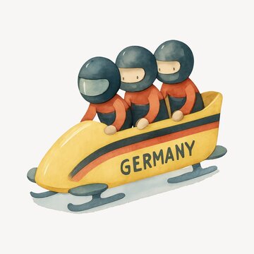 Illustration of German bobsled team