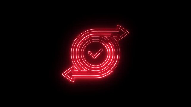 Circular Refresh Indicator Icon Animation with Glowing Lines on Black Background