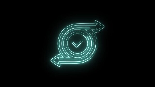 Circular Refresh Indicator Icon Animation with Glowing Lines on Black Background