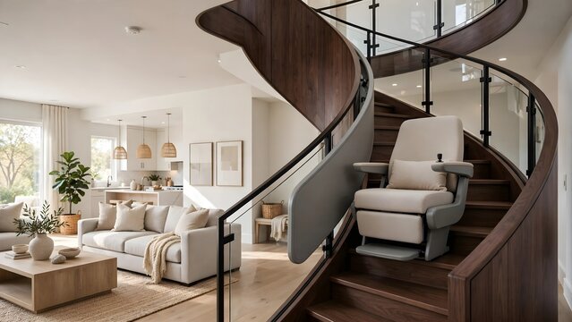 Residential stair lift installation for aging in place accessibility and mobility support
