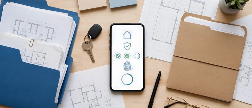 Digital property verification process with documents and home security interface