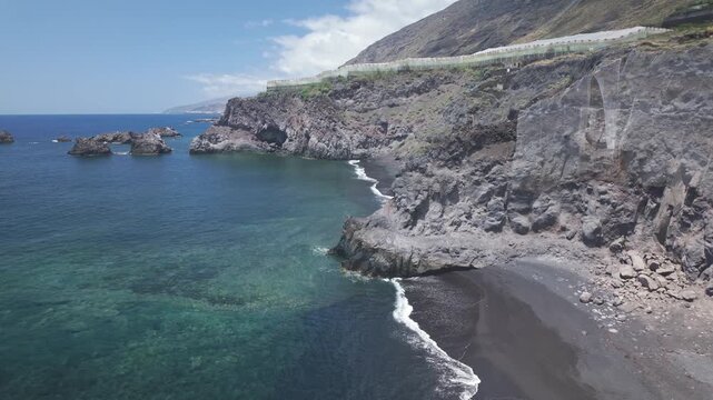 Aerial View of Playa y Bajas de la Zamora and Cliffs