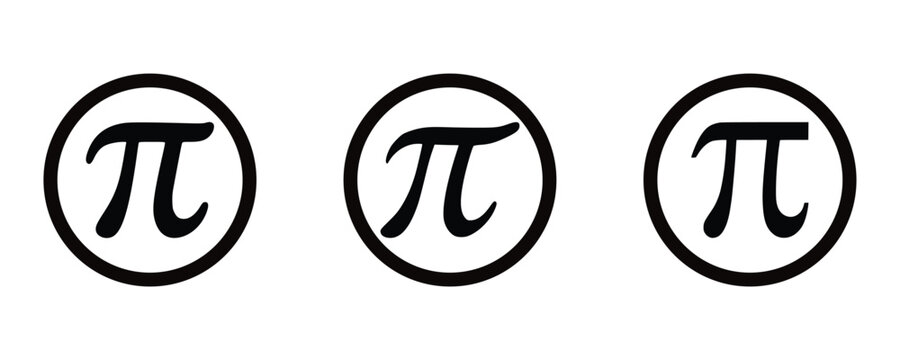 Mathematical Pi Symbol Icon Set &ndash; Greek Letter &pi; Outline, Solid and Typographic Vector
 Collection