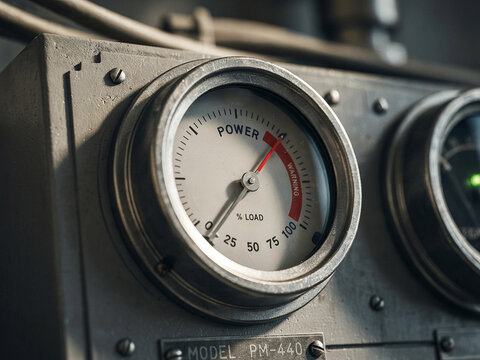 Industrial power load gauge on a control panel