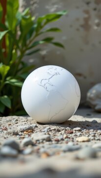 White earth sphere signifying future global unity is illustrated in a clean minimalist soft focus shot