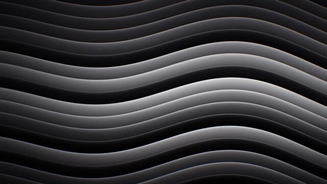 Minimal 3D abstract wave surface with smooth gradient shading and matte monochrome look. Seamless looping motion background for modern tech, UI, and branding.