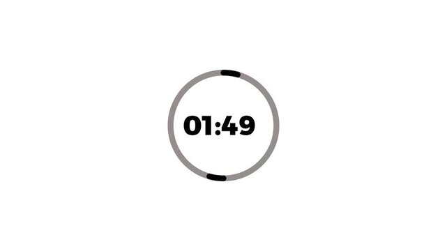Countdown icon 2 minute to 0 second countdown with round circle animation on white background.Abstract two minute to zero second countdown icon.Countdown icon,timer icon.