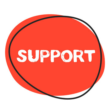 Support - Button in rot mit Rahmen
