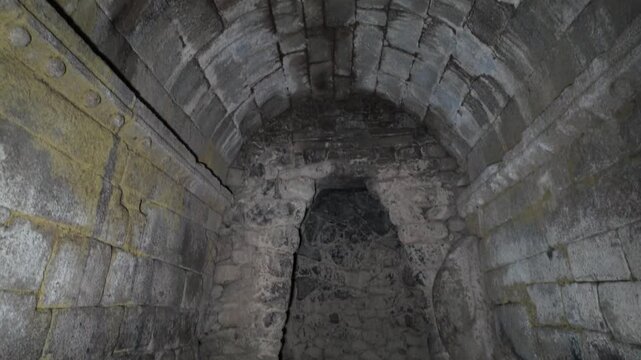 forno da Santa ancient chamber in Santa Marina de Augas Santas, Allariz, Ourense, Galicia, Spain, upward tilt