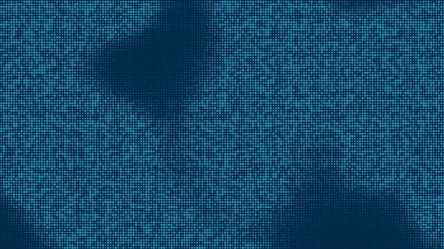 Abstract blue digital halftone pattern background with moving pixelated light effects