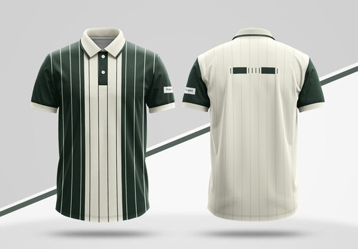 Classic Green And Cream Striped Polo Shirt