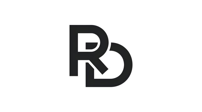 RD Monogram Logo Design: A minimalist black and white monogram logo featuring intertwined 'R' and 'D' letters, conveying a modern and sophisticated brand identity.