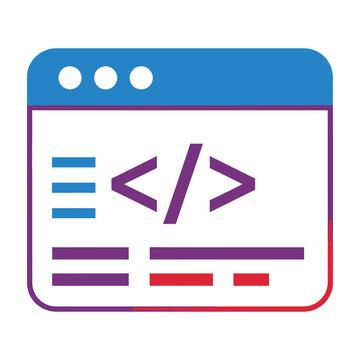 Coding webpage interface with purple and blue design elements on white background