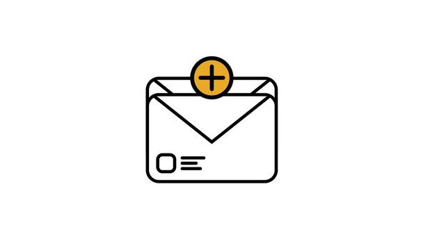 Simple envelope icon with plus sign on top
