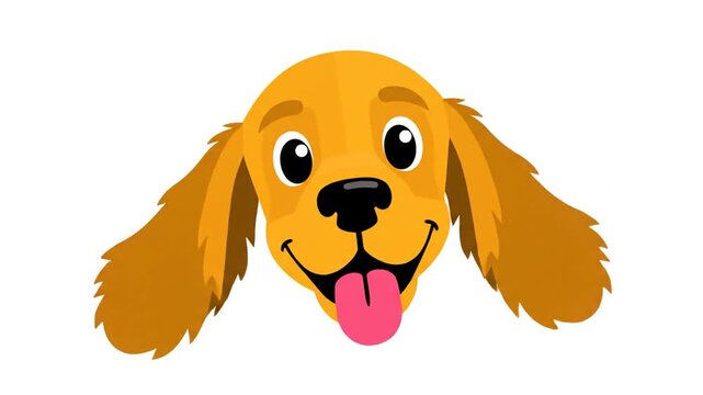 Happy golden retriever puppy face cartoon vector.