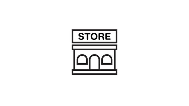 Minimalist store icon in black line art