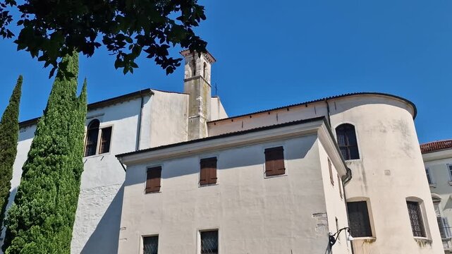 Cathedral in Downtown of Koper Slovenia on Hot Summer Day, Back View