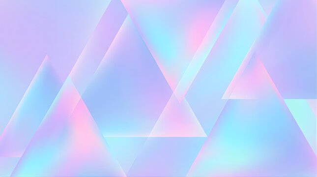 Soft pastel holographic geometric background with overlapping triangles