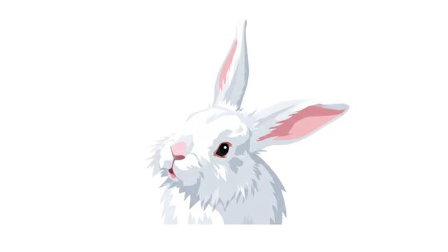 White rabbit portrait illustration on white background
