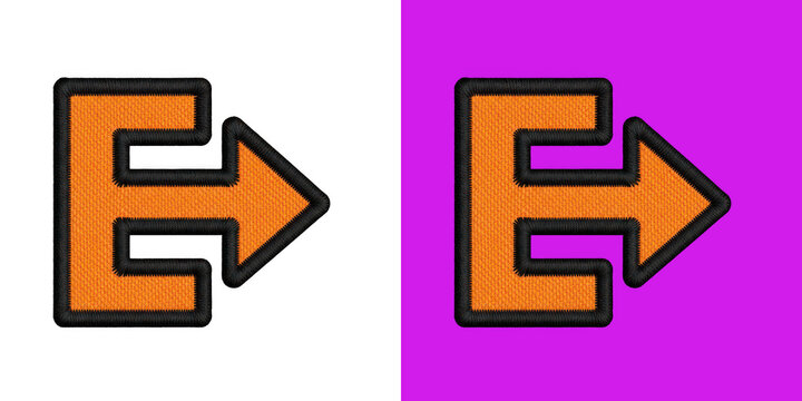Embroidered exit arrow sign symbol transparent png