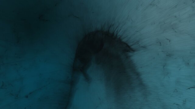 3d animation of a dragon in flight, ready to attack. Beast built from particles