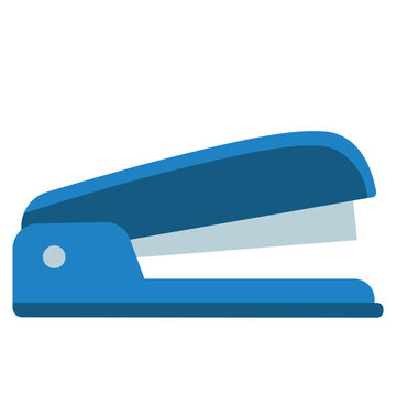 Blue office paper stapler vector illustration isolated on white background