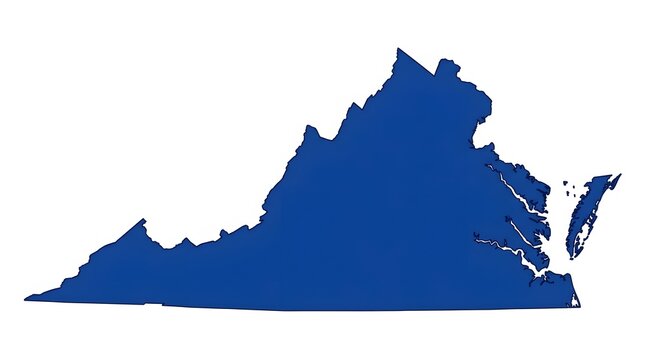 Outline of Virginia: A blue silhouette of the state of Virginia, offering a clean and minimalist representation of the state's geographical boundaries.