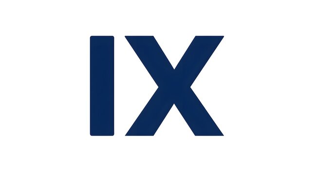 Roman Numeral IX: A bold and clean design featuring the Roman numeral IX in a dark blue hue, representing the number nine with simple elegance.