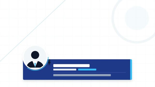 Modern graphic illustrating a user profile card with data metrics and a person icon on a grid background.