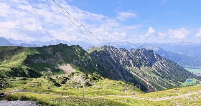 Panoramic view from Nebelhorn over Allgau Alps near Oberstdorf