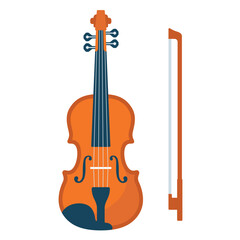 Fototapeta premium Violin musical instrument with bow vector illustration