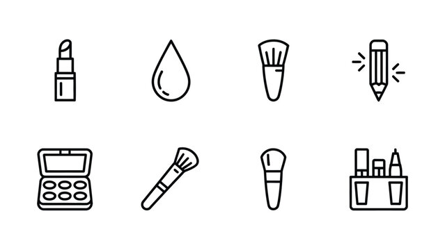 Beauty and makeup icons set