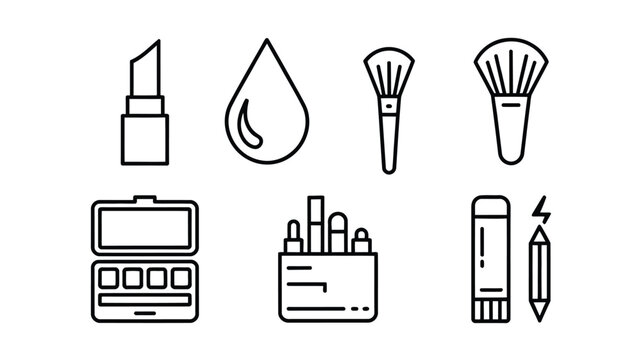 Cosmetics and beauty products icons set