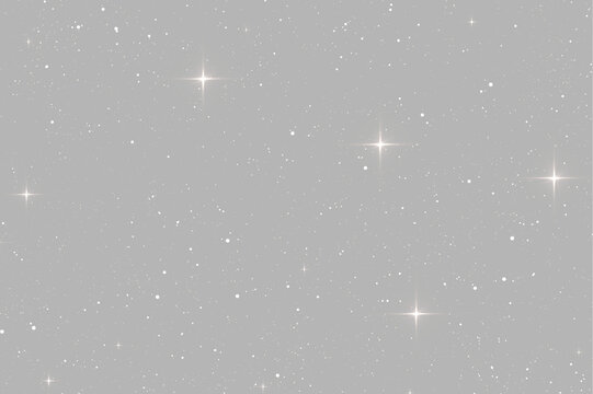 Warm Golden Starry Night Sky Glowing Dust Particles Sparkling Stars Overlay Isolated on Grey Backgrounds