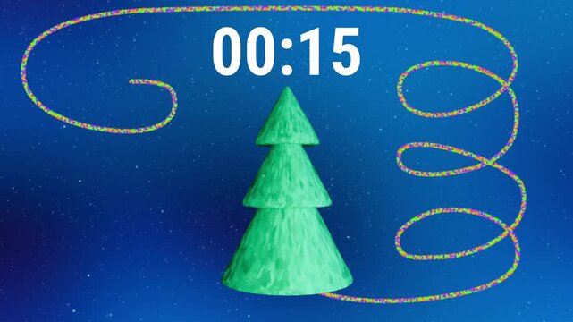 New Year Timer 20 to 0 with Christmas Tree and Fuse Countdown 20 Seconds 