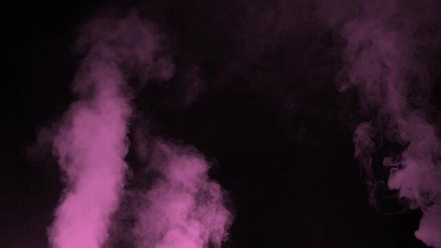 Dual plumes of soft pink smoke rising continuously on black background